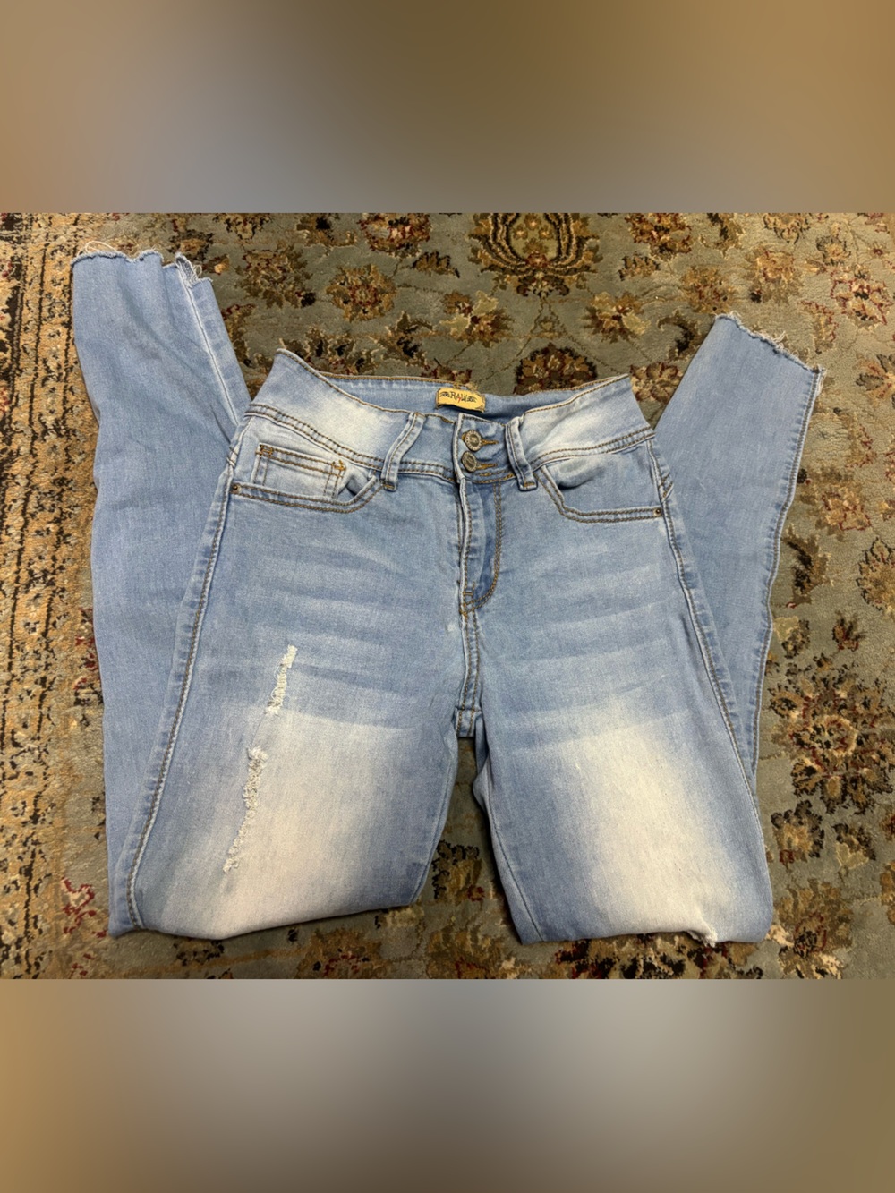Women's Light Blue Distressed Jeans with